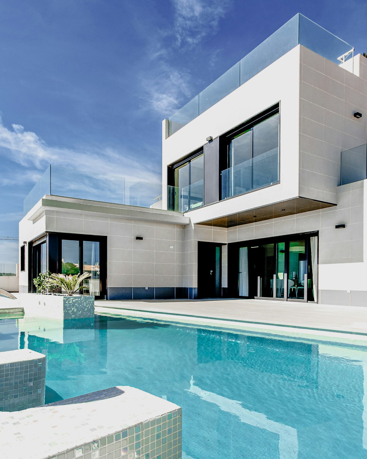 Contemporary white villa with clean lines